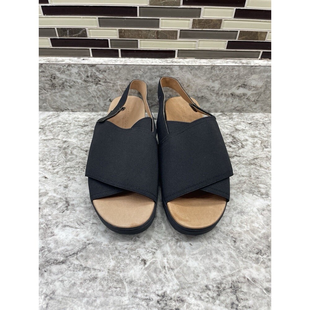 Gentle Souls Women's Black Lori Crisscross Slingback Sandals Size 9.5 9 1/2